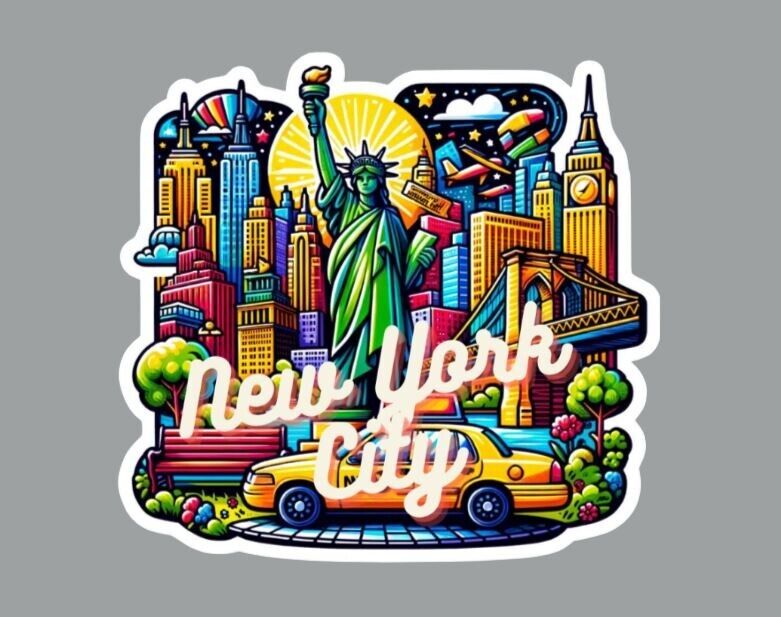 New York City Original Art Die Cut Glossy Fridge Magnet