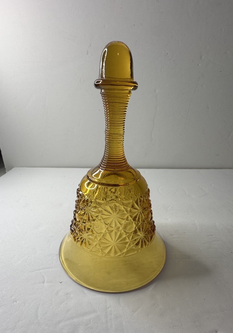 RARE VTG MCM Fenton L.G. Wright Daisy & Button Amber Glass Bell No Clapper Art