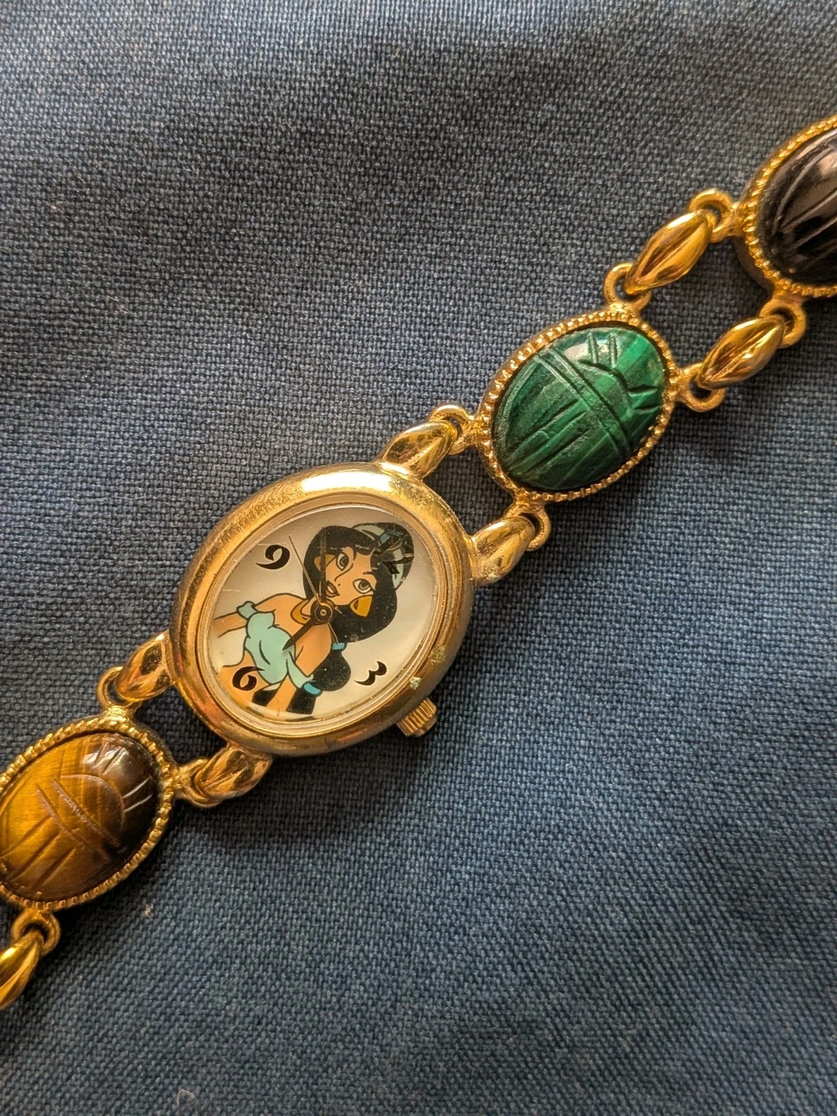 Vintage Disney Princess Jasmine Scarab Watch Bracelet Repair Craft TLC Untested Vintage Disney Princess Jasmine Scarab Watch Bracelet Repair Craft TLC Untested