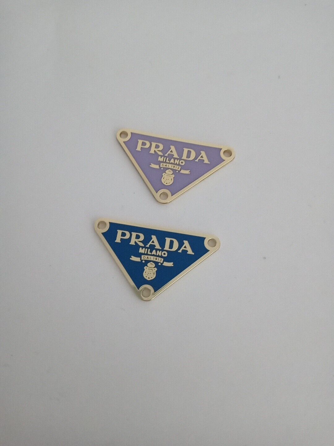 Lot Of Two 38mm Prada Logo Triangle with trim Gold tone Button  Zipperpull