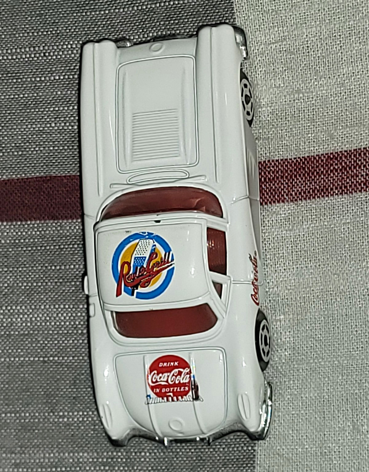 Coca-Cola White & Red Diecast Advertising Car Collectible, Soda Theme