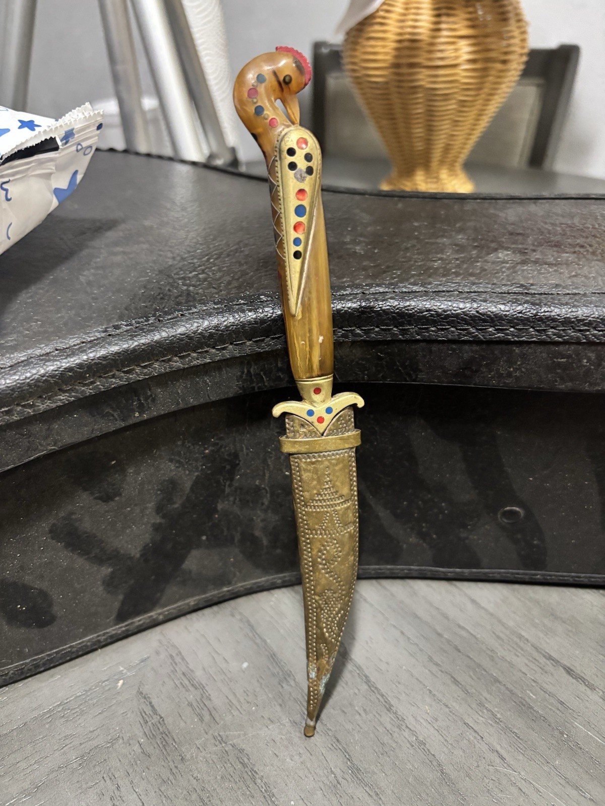OLD NICE LEBANESE KNIFE FROM CIRCA 1900, BIRD HEAD HANDLE, ARAB