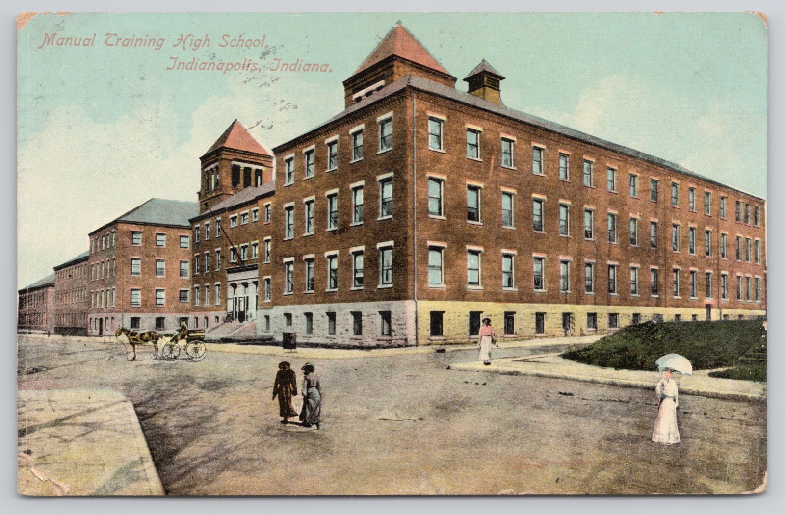Manual Training High School Indianapolis Indiana IN Antique 1910 Postcard