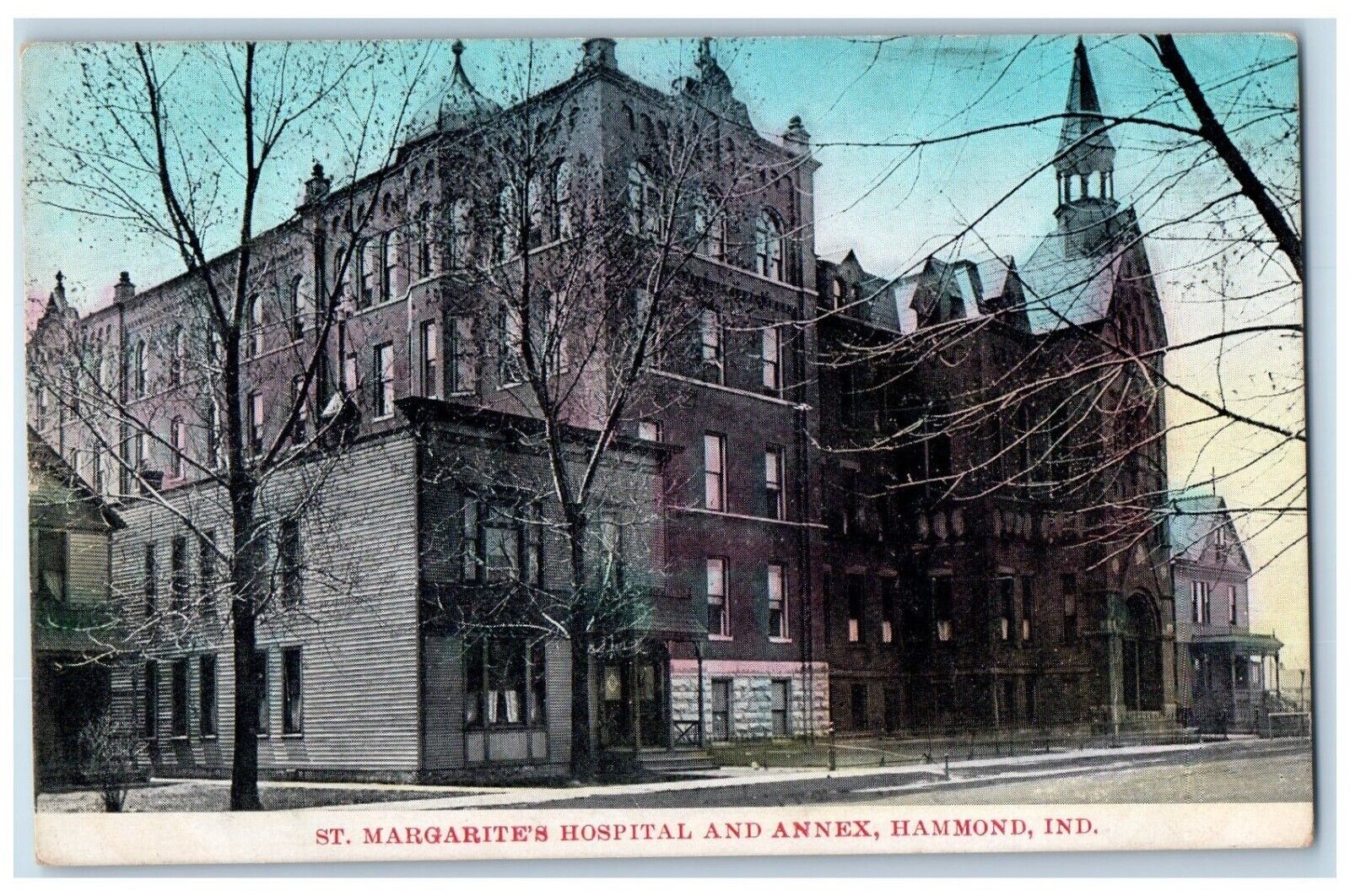 1909 St. Margarite's Hospital And Annex Hammond Indiana IN Antique Postcard