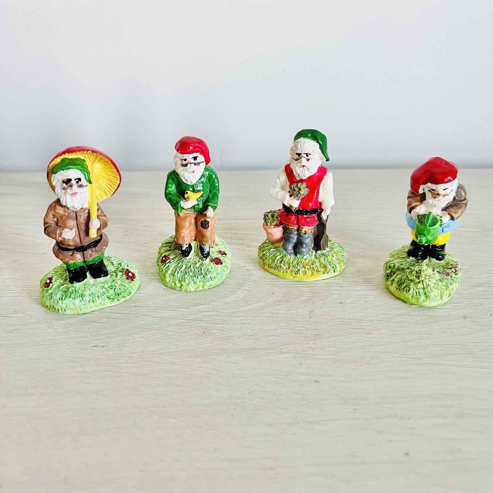 Vintage EPL Cuggly Wugglies Gnome Figurines Set 4 Garden Mushroom Cottagecore