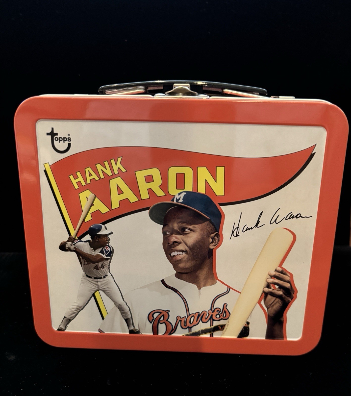 Topps Hank Aaron Mini Metal Lunch Box w/ Handle 2023 (empty) Topps Hank Aaron Mini Metal Lunch Box w/ Handle 2023 (empty)