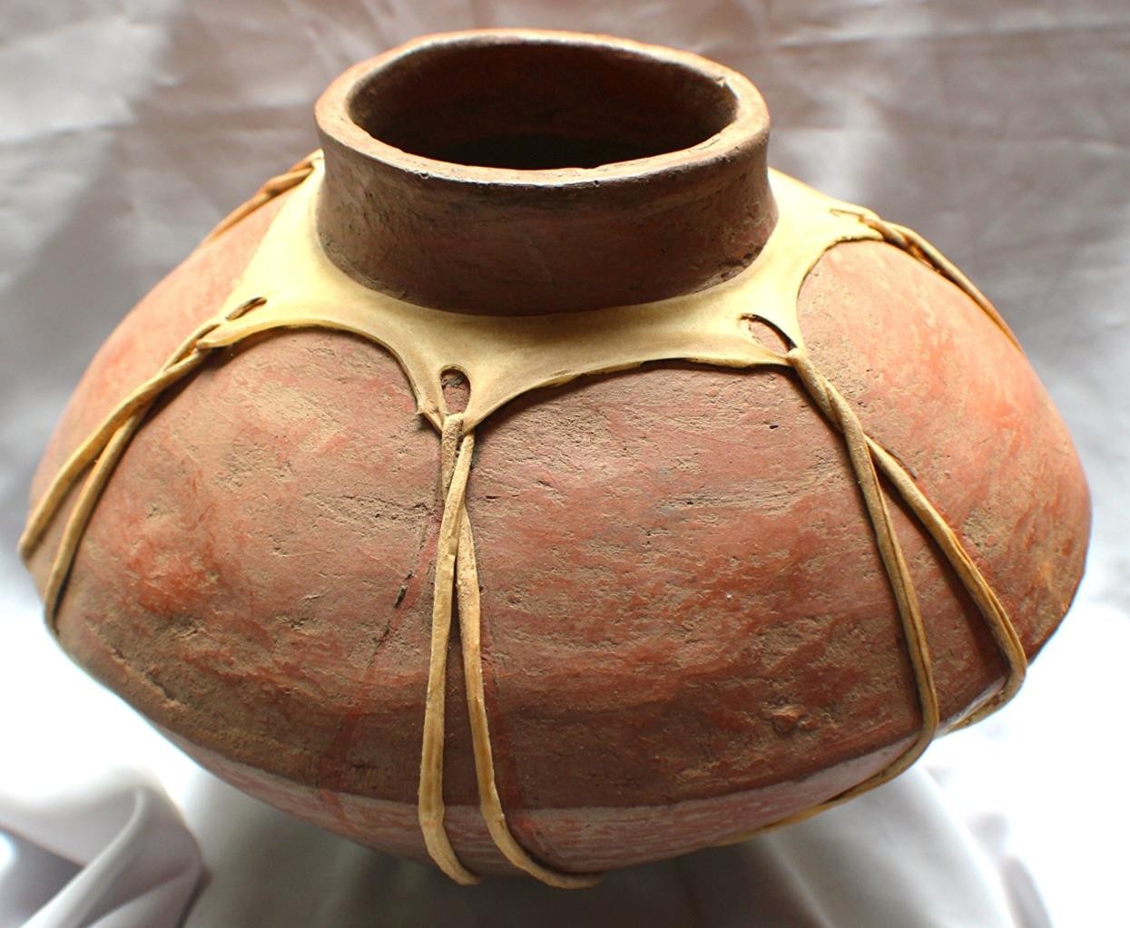 LARGE VINTAGE TARAHUMARA WATER/BEER FORMENTING JUG - RAWHIDE - MEXICO - 9