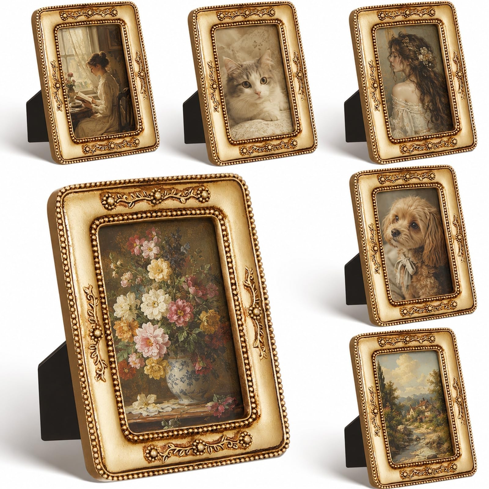 6 Pcs Small Vintage Rectangular Picture Frames 2.5x3.5 Wallet Size Decor 6 Pcs Small Vintage Rectangular Picture Frames 2.5x3.5 Wallet Size Decor