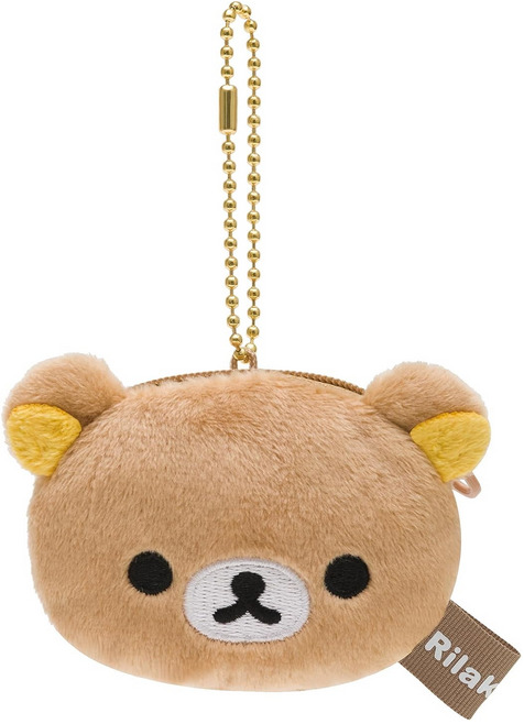 JAPAN SanX Rilakkuma Brown Bear Bag Key Coin Furry Mascot Bag Clip Pouch Purse
