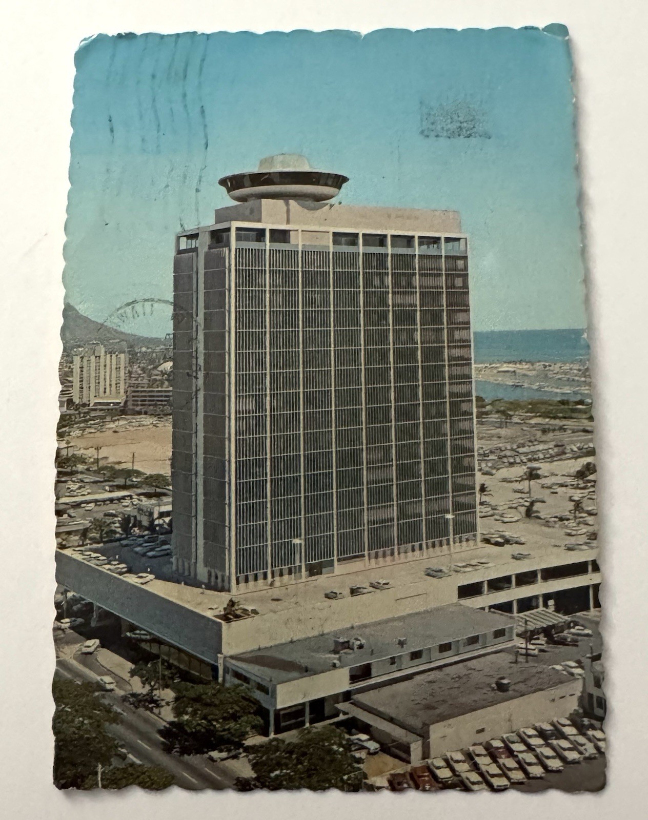 Vtg 1969 Postcard La Ronde Restaurant Atop The Ala Moana Bldg Honolulu Hawaii 
