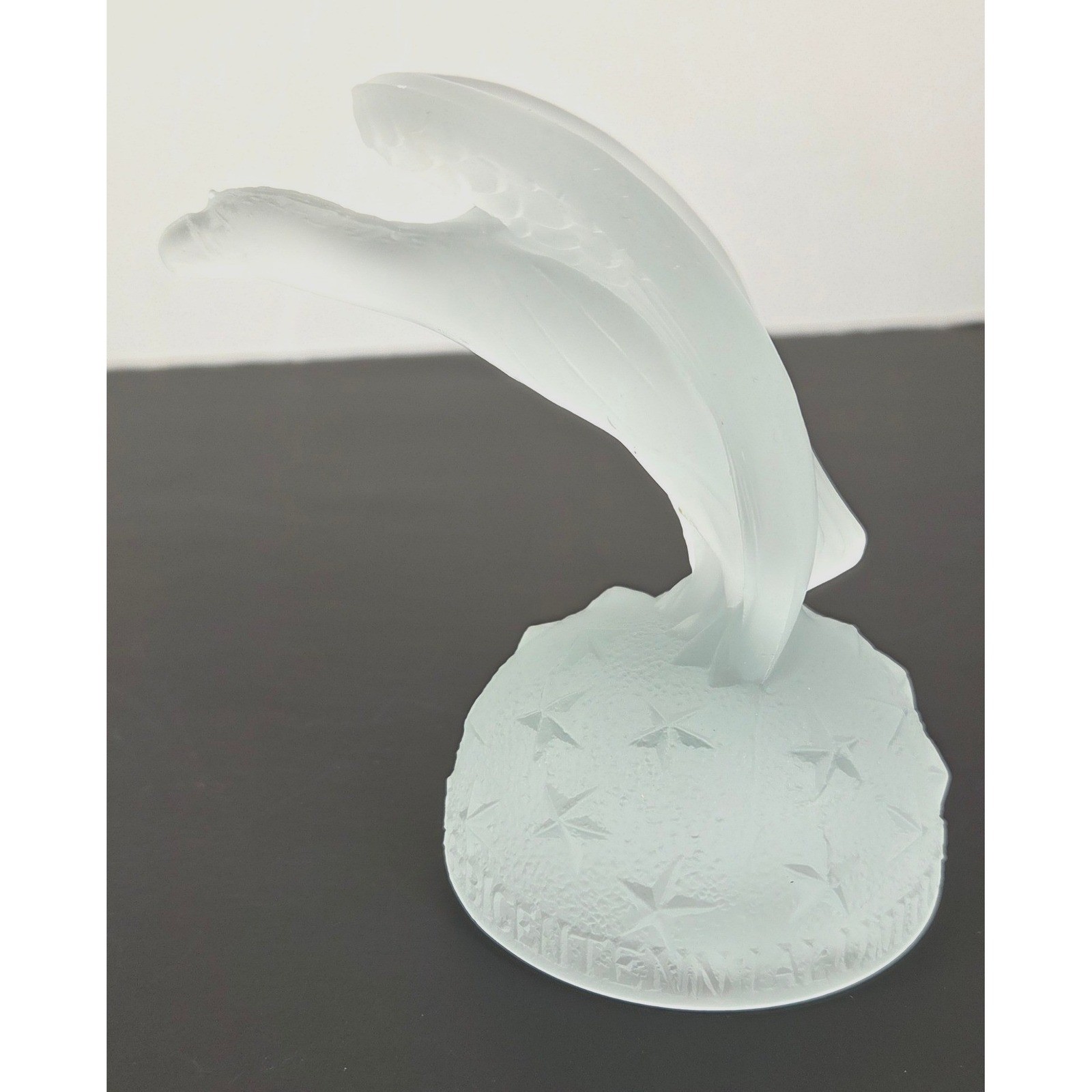 Vintage Frosted Glass Eagle Figurine American Bicentennial 1776-1976 Star Base
