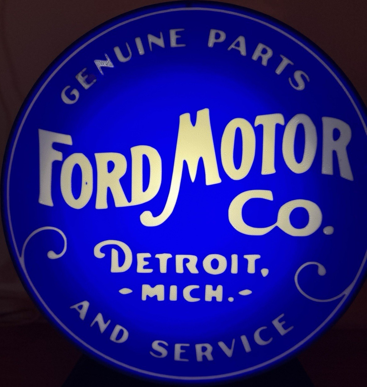 Ford Motor Co. Genuine Parts and Service Blue White Advertising Sign Automobiles