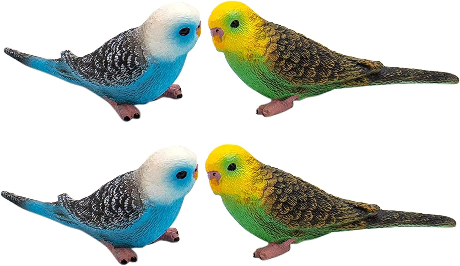 , 4 Pack Bird Decorative Figurines, Mini Cute Fake Parrot Bird Parakeet Animal M