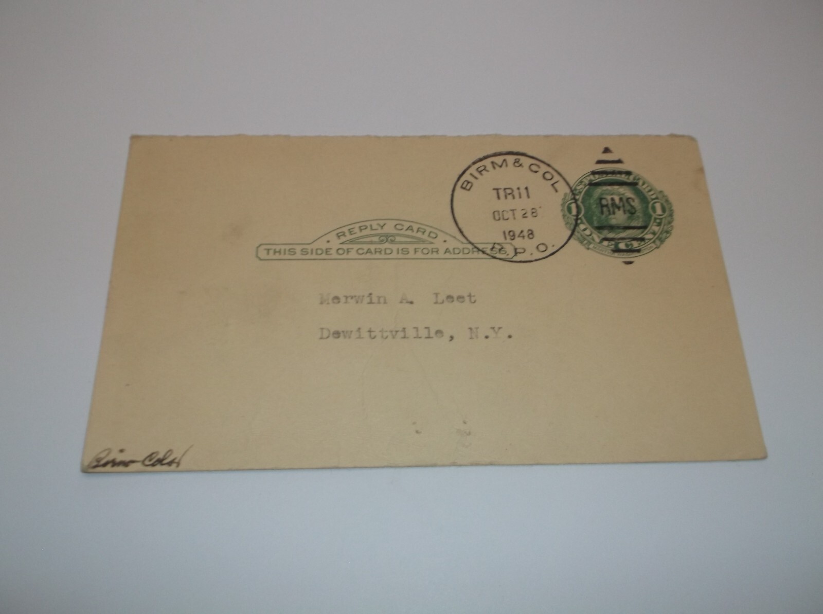 1948 GM&O GULF, MOBILE & OHIO BIRMINGHAM & COLUMBUS TRAIN #11 RPO SOUVENIR