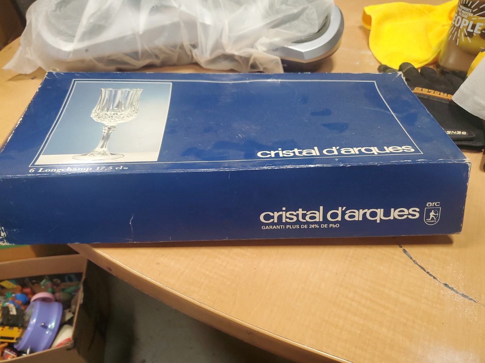 Vintage, with original box, Cristal d'Arques Longchamp Crystal Stemmed Glasses