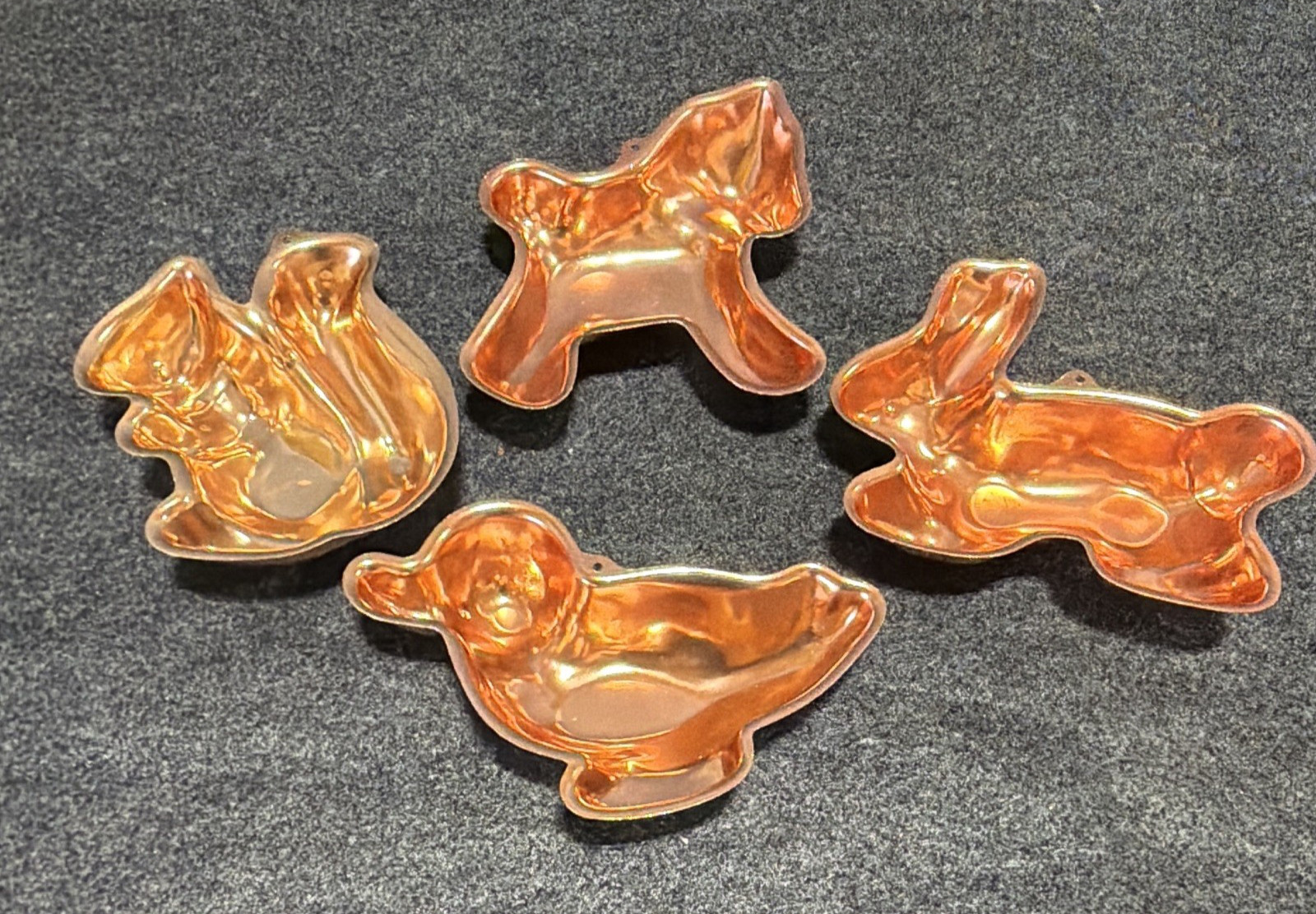 Vintage Small Copper Animal Molds Lot Of 4 Ducks Squirrel Horse Rabbit Farmhouse Vintage Small Copper Animal Molds Lot Of 4 Ducks Squirrel Horse Rabbit Farmhouse
