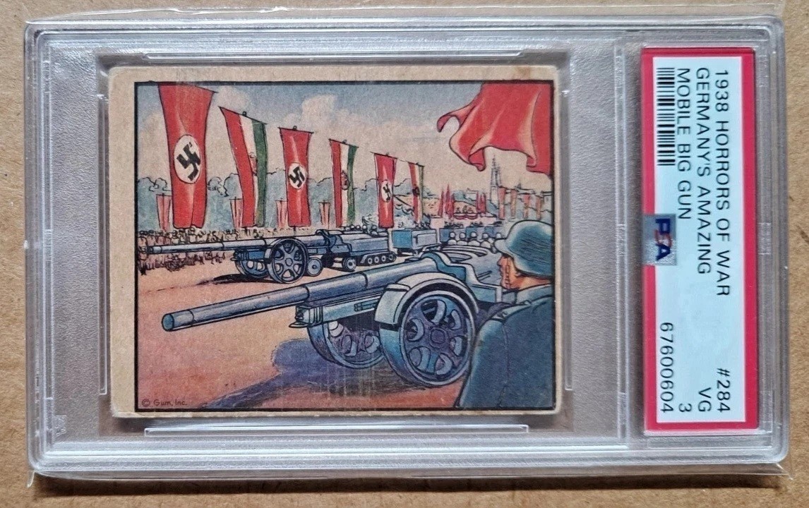 1938 Gum R69 Horrors of War 284 Germany's Amazing Mobile Big Gun Sudetens Border