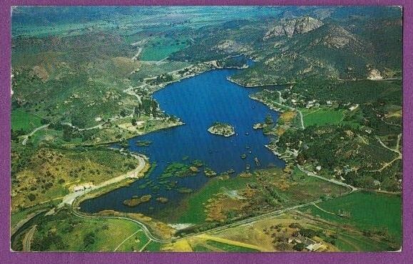 MALIBU LAKE CA VTG CHROME PC SANTA MONICA MTS SAN FERNANDA VALLEY AERIAL VIEW