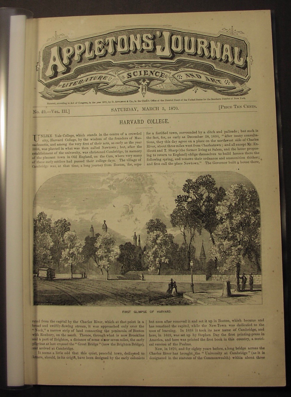 1870 mag - HARVARD COLLEGE, illustrated; home on PASCAGOULA River, Mississippi