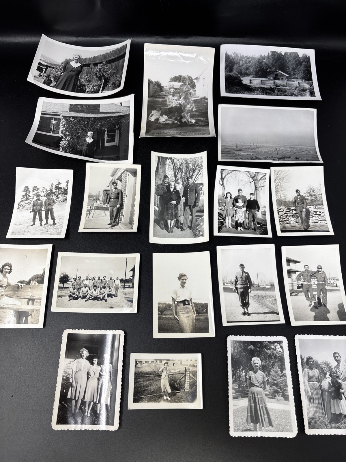 Vtg Lot Of  19 Family Photos Pictures Photographs Military, Farm