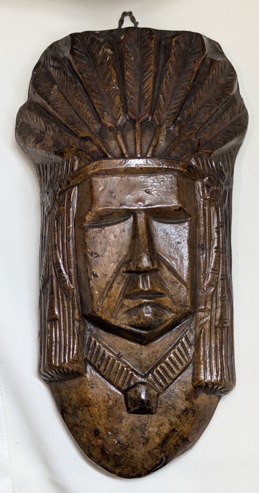 Vintage Mid Century Native American Indian Chief Wall Pocket 8