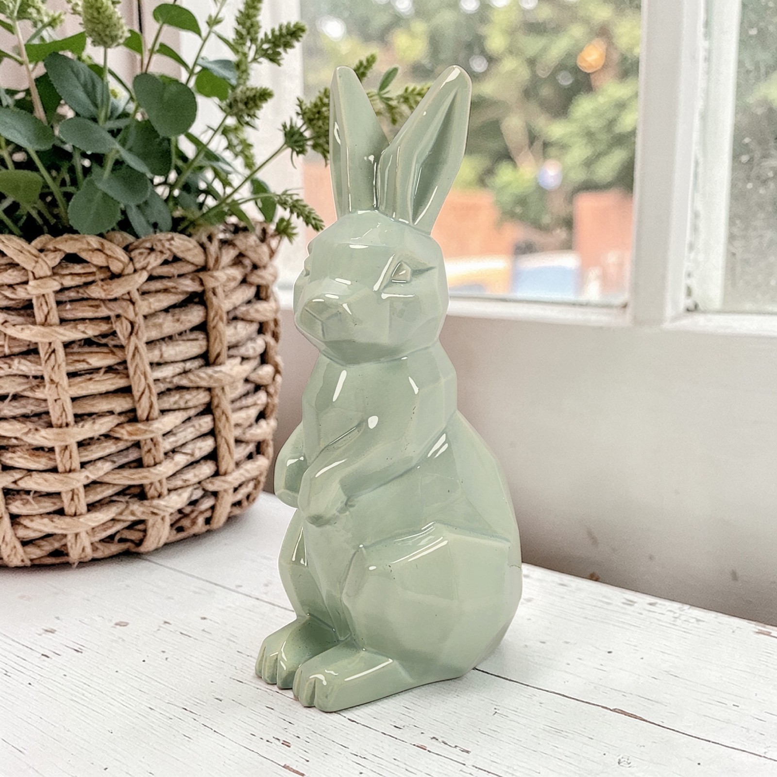Easter Bunny Rabbit Standing Ceramic Figure Mint Green Angular Contemporary 12\ Easter Bunny Rabbit Standing Ceramic Figure Mint Green Angular Contemporary 12\