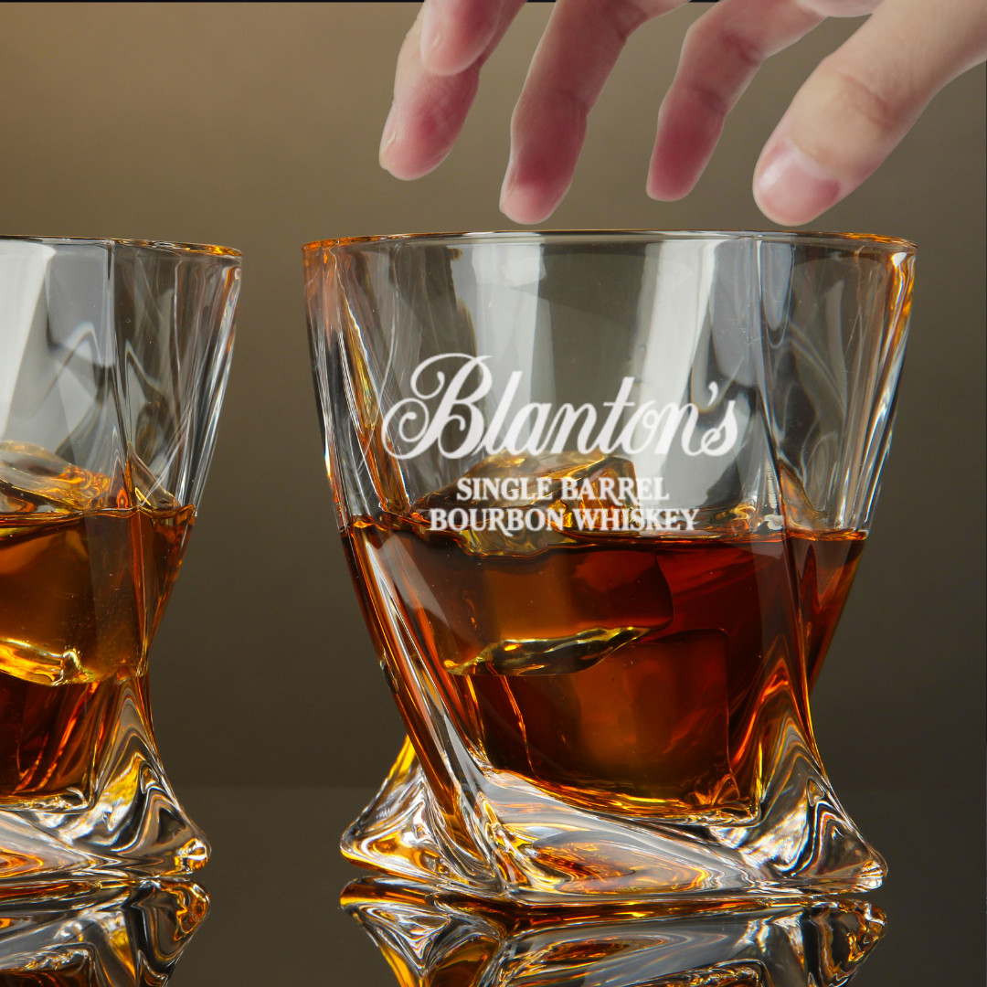 Custom Engraved Blanton's Whiskey Glass – 10 oz Twisted Rocks Glass