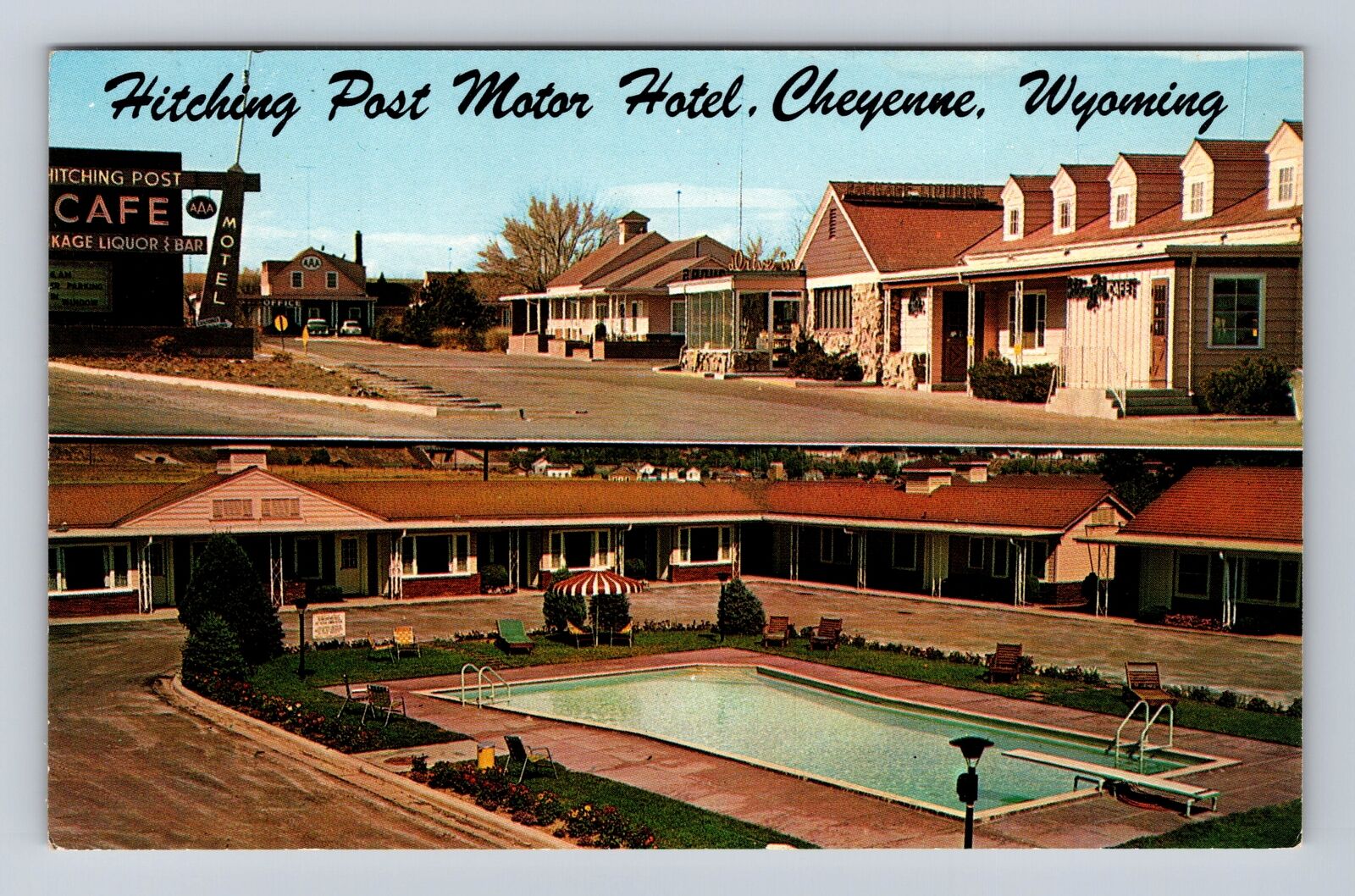 Cheyenne WY-Wyoming, The Hitching Post Advertising, Vintage Souvenir Postcard