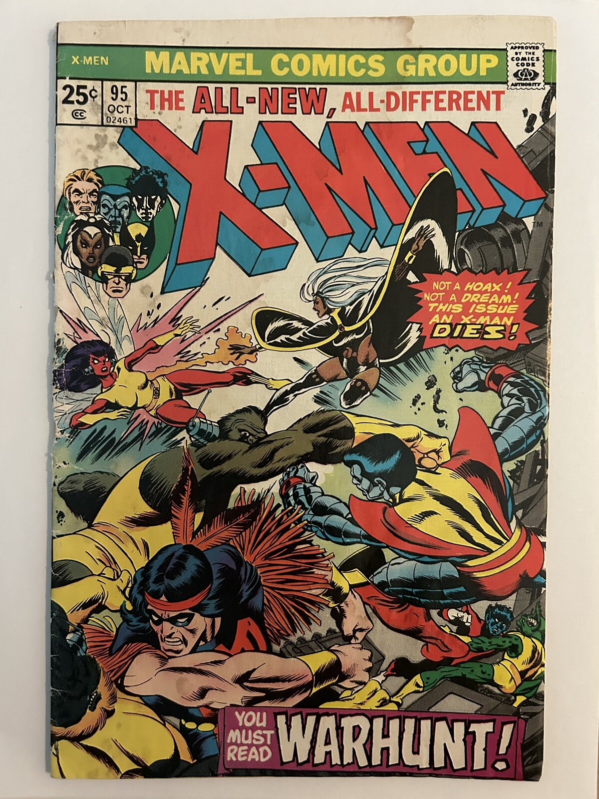Uncanny X-Men #95 3rd App Of New X-Men Nightcrawler Death of Thunderbird 1975 VG