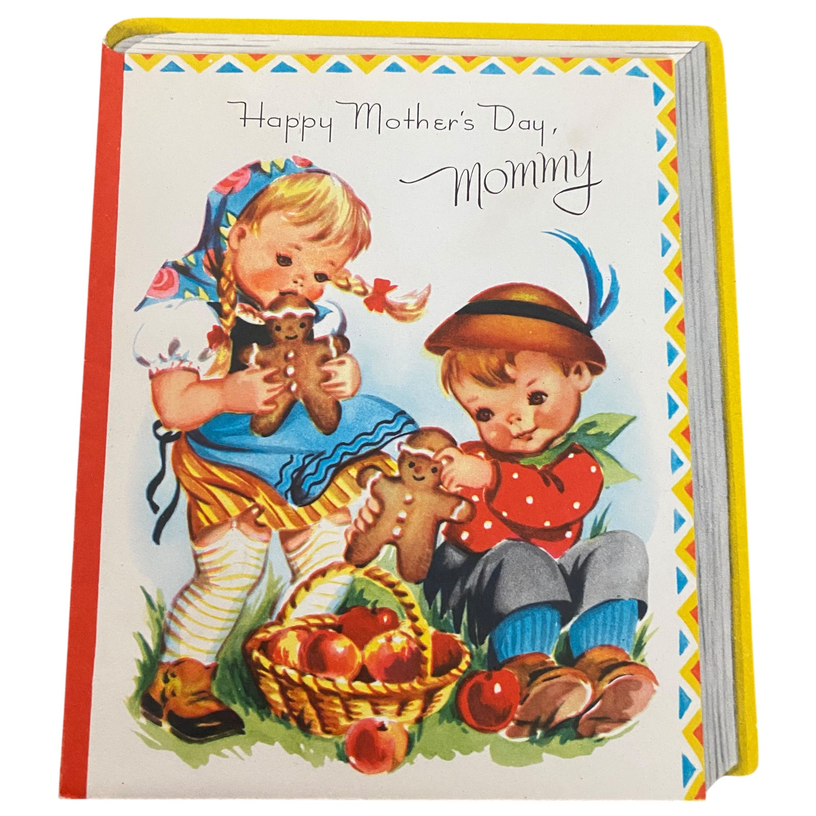 Vintage Mother\'s Day Card Boy Girl Gingerbread Unused Greeting