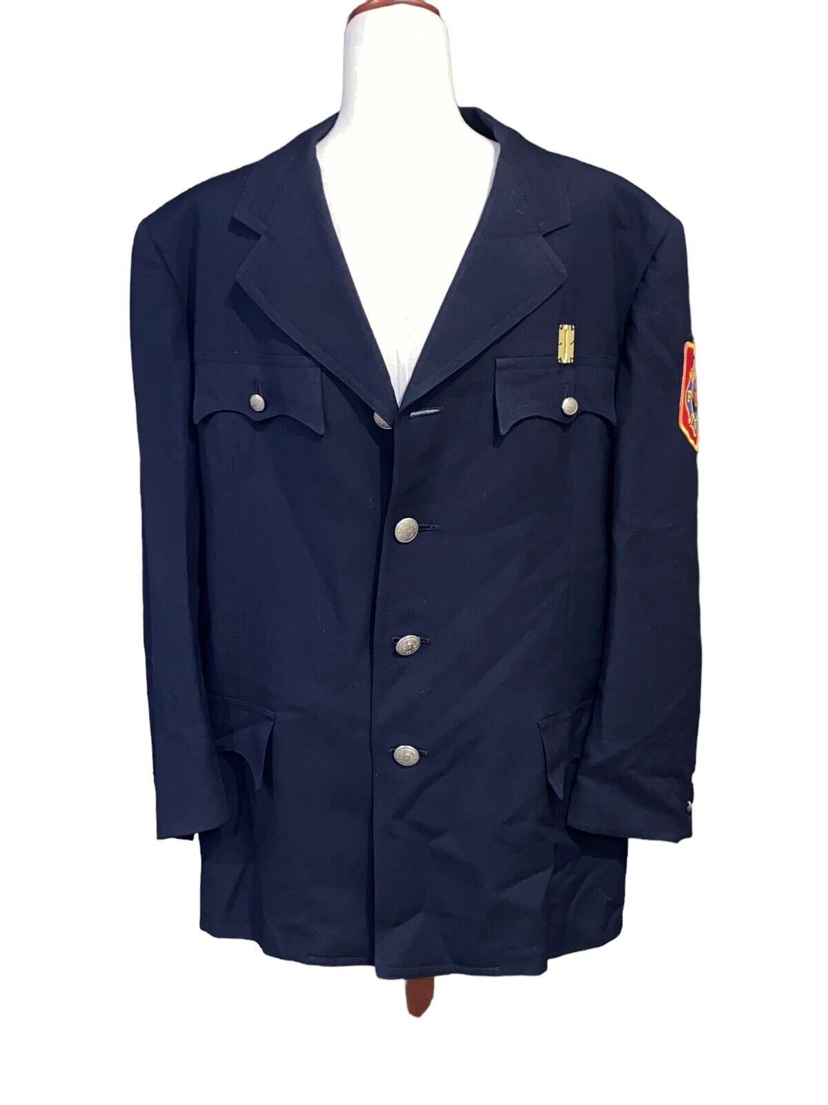 Cleveland Fire Department 1950’s Blazer Jacket Patch Buttons Size 42 Short Est