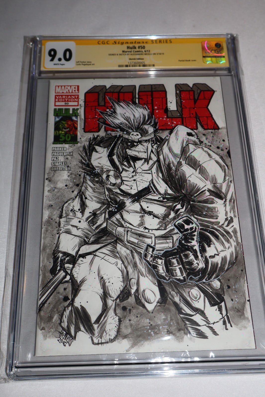 CGC SS 9.0 Hulk 50 2012 Original Comic Sketch Art OOAK Micelli Planet Gladiator