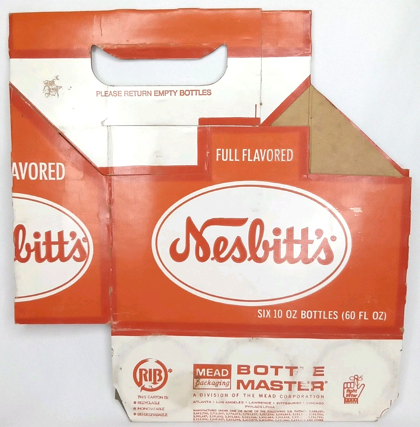 Vintage 1960s Advertising Soda Carrier Nesbitt's Made In USA