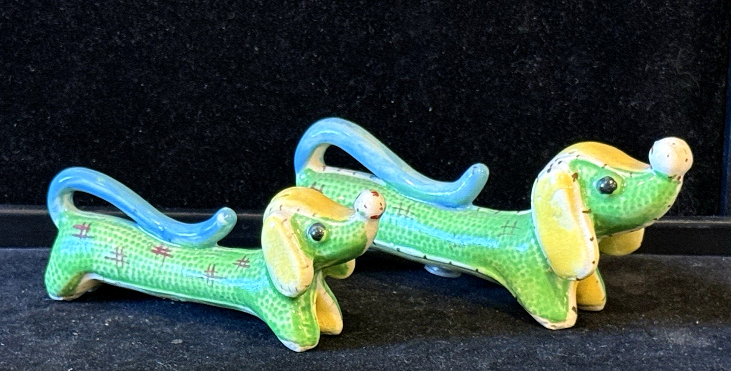 VINTAGE MCM DACHSHUND HOUND DOG SALT & PEPPER SHAKER SET (2C) VINTAGE MCM DACHSHUND HOUND DOG SALT & PEPPER SHAKER SET (2C)