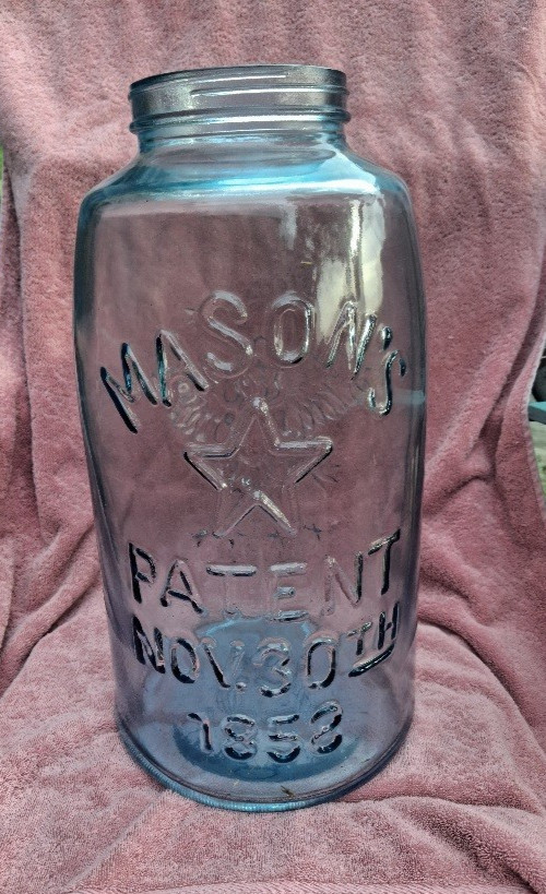 HUGE 4-Gallon Mason Glass Jar w/ Eagle Embossing NO LID 1976  w/ Box