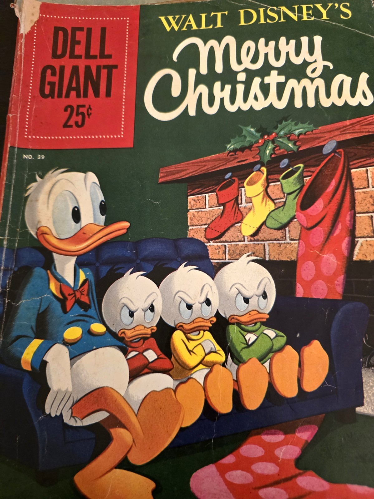 Vintage Disney Merry Christmas Dell Giant No 39 Donald Duck Huey Dewey Loui Vintage Disney Merry Christmas Dell Giant No 39 Donald Duck Huey Dewey Loui