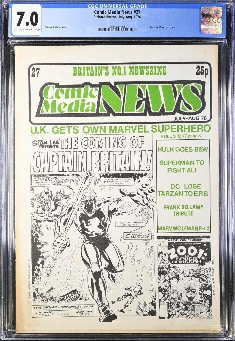 🔴🔥 CGC 7.0 COMIC MEDIA NEWS #27 🔑 1st CAPTAIN BRITAIN 1976 UK X-MEN Excalibur