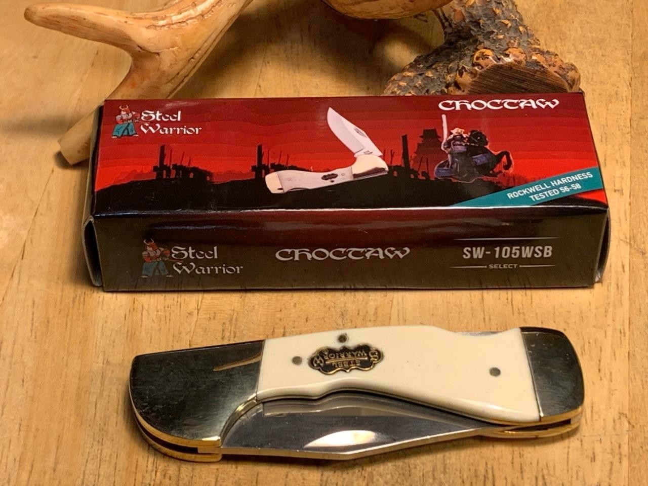Steel Warrior Choctaw Smooth White Bone Lockback 3 3/4\