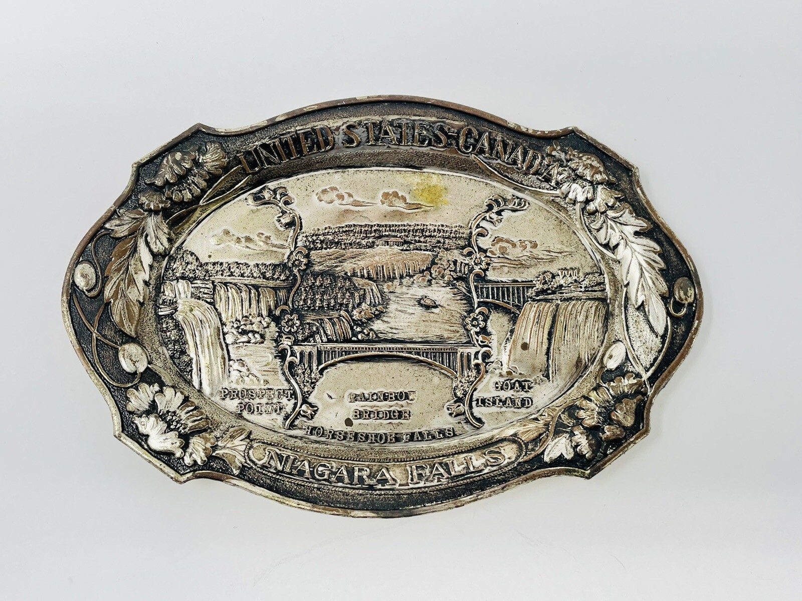 Vintage Souvenir Ashtray NIAGARA FALLS USA CANADA Made Occupied Japan 5” ENCO