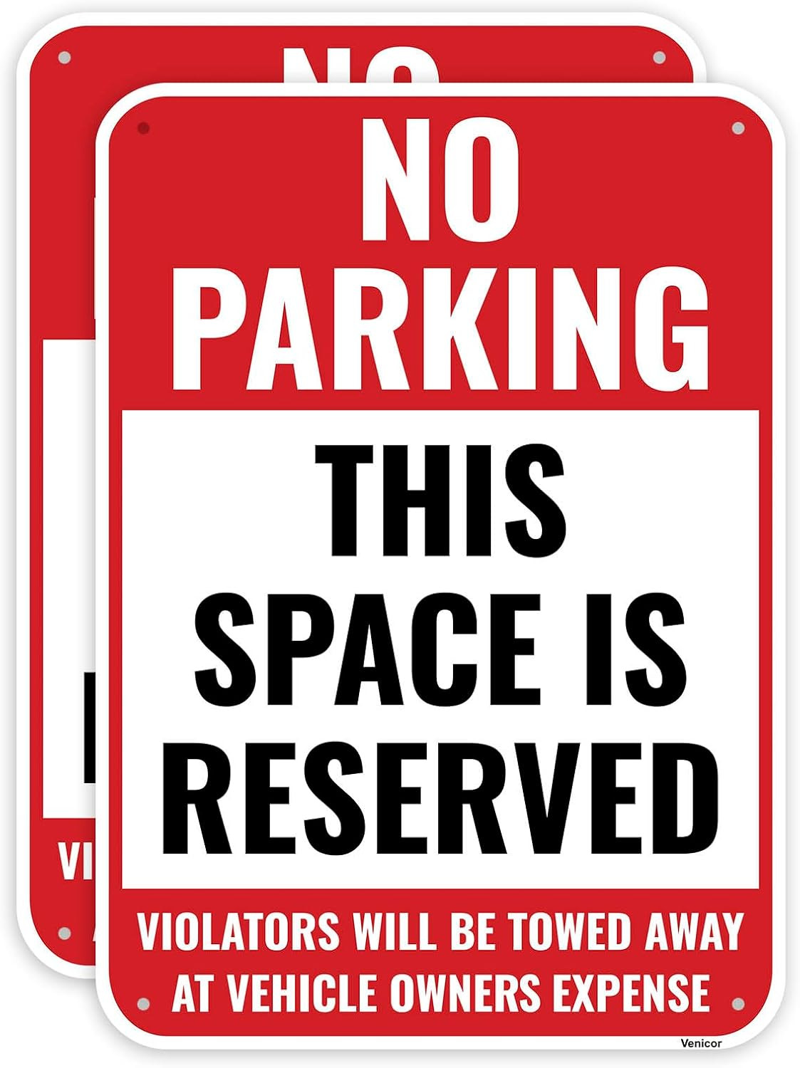 2PC Reserved Parking Sign, 14 x 10 Inches - Aluminum - No Parking This Space Is 2PC Reserved Parking Sign, 14 x 10 Inches - Aluminum - No Parking This Space Is