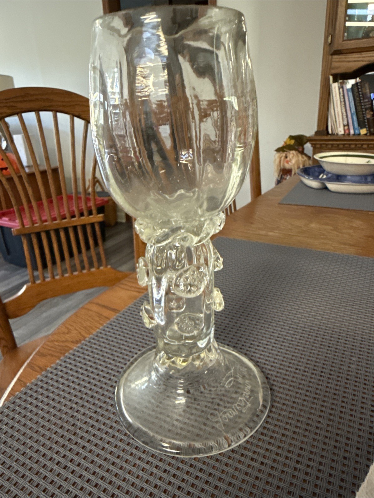 Jamestown Glasshouse Roemer 9 1/2 In Wine Glass With strawberry Prints 