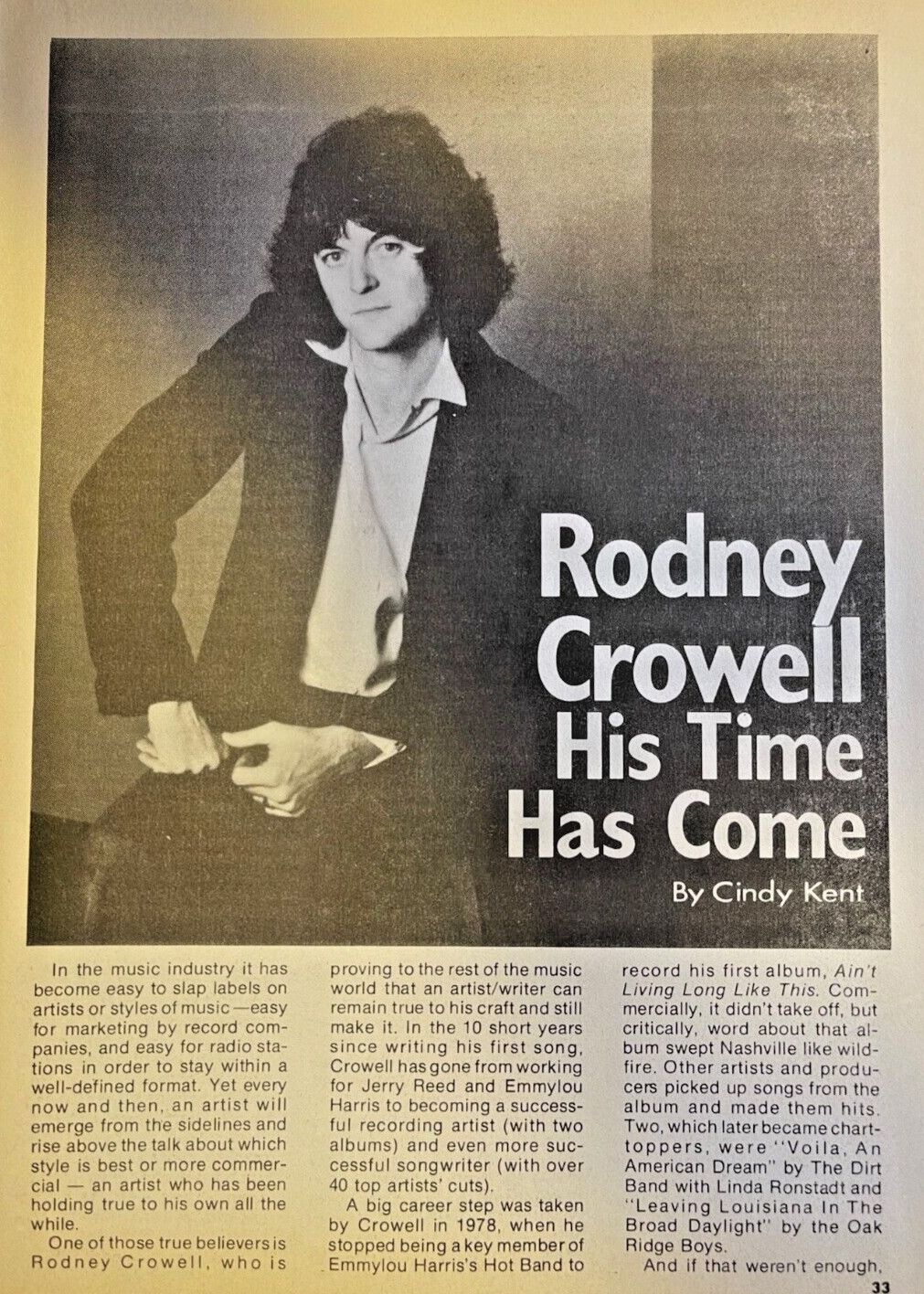1980 Country Music Performer Rodney Crowell 1980 Country Music Performer Rodney Crowell
