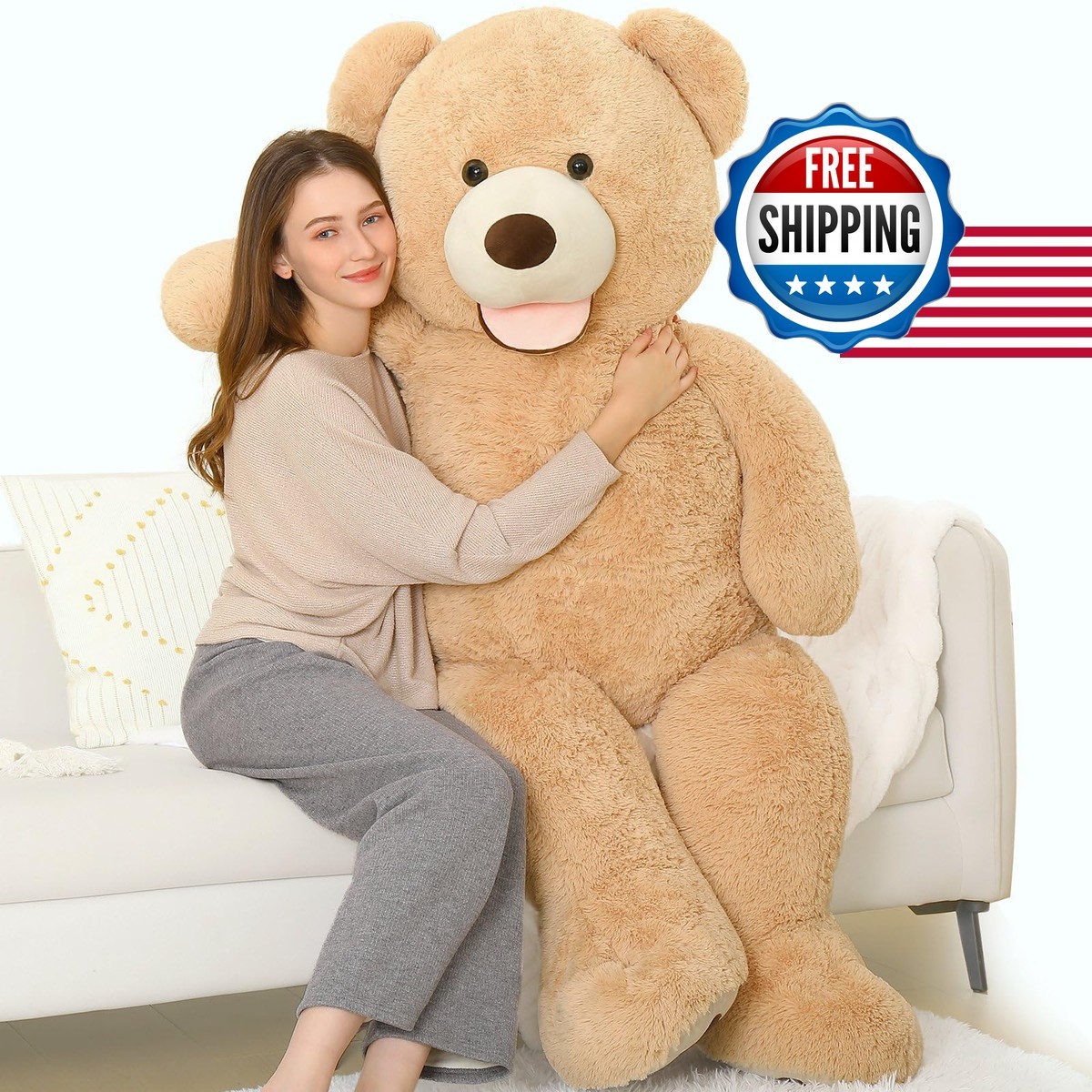 MorisMos Giant Teddy Bear, 51 Inch Large Stuffed Bears Sweet Smile