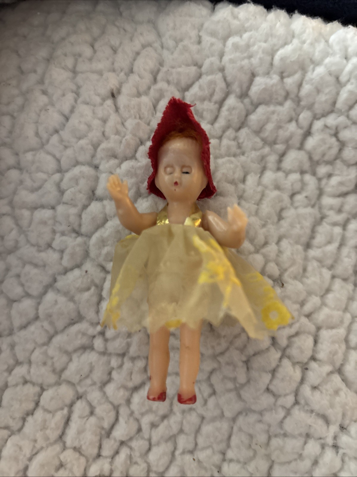 Vintage Dolls Miniature Souvenir Blinking Eyes Celluloid Baby Dress Needs TLC