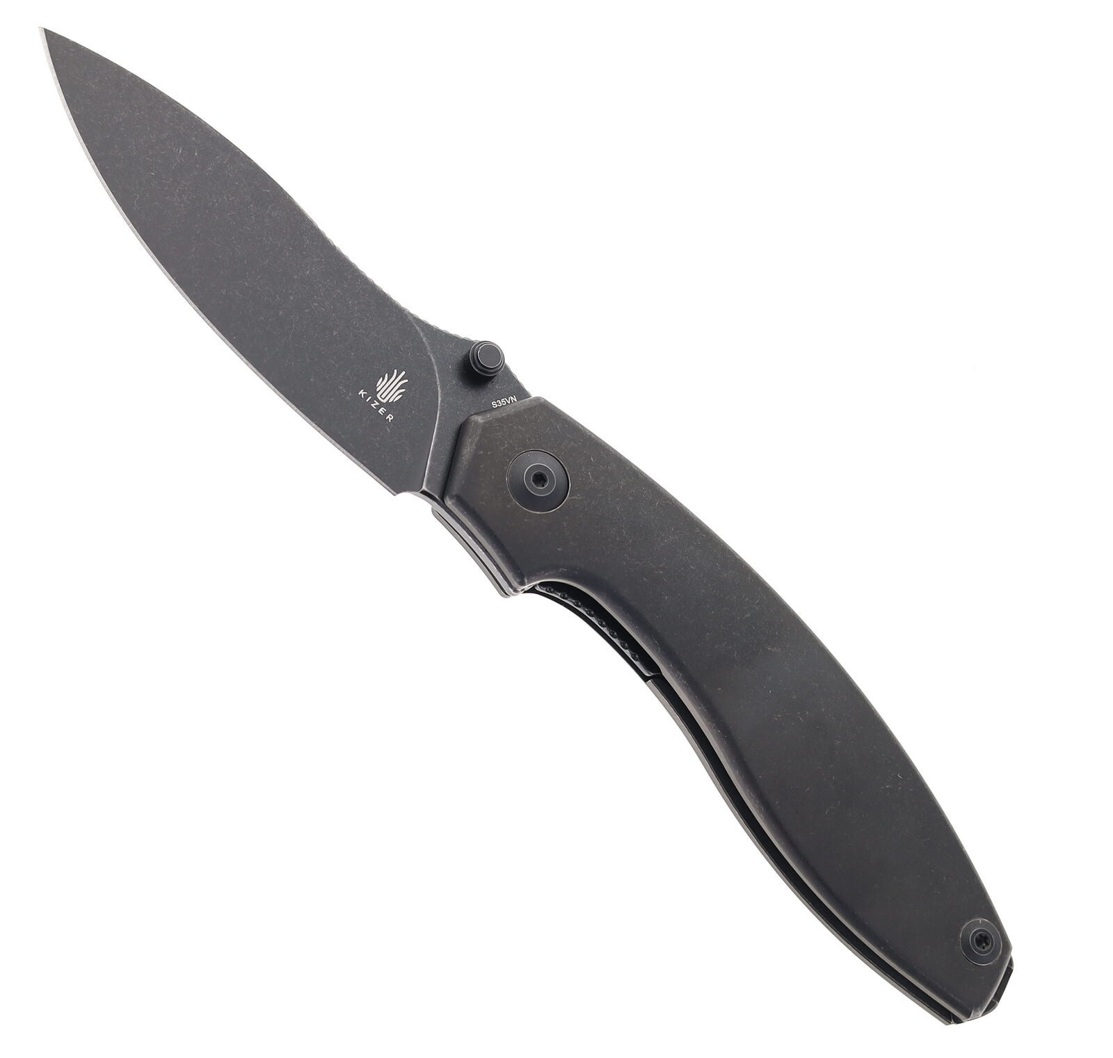 Kizer Doberman Folding Knife Black Ti Handle S35VN Plain Black Blade Ki4639A1