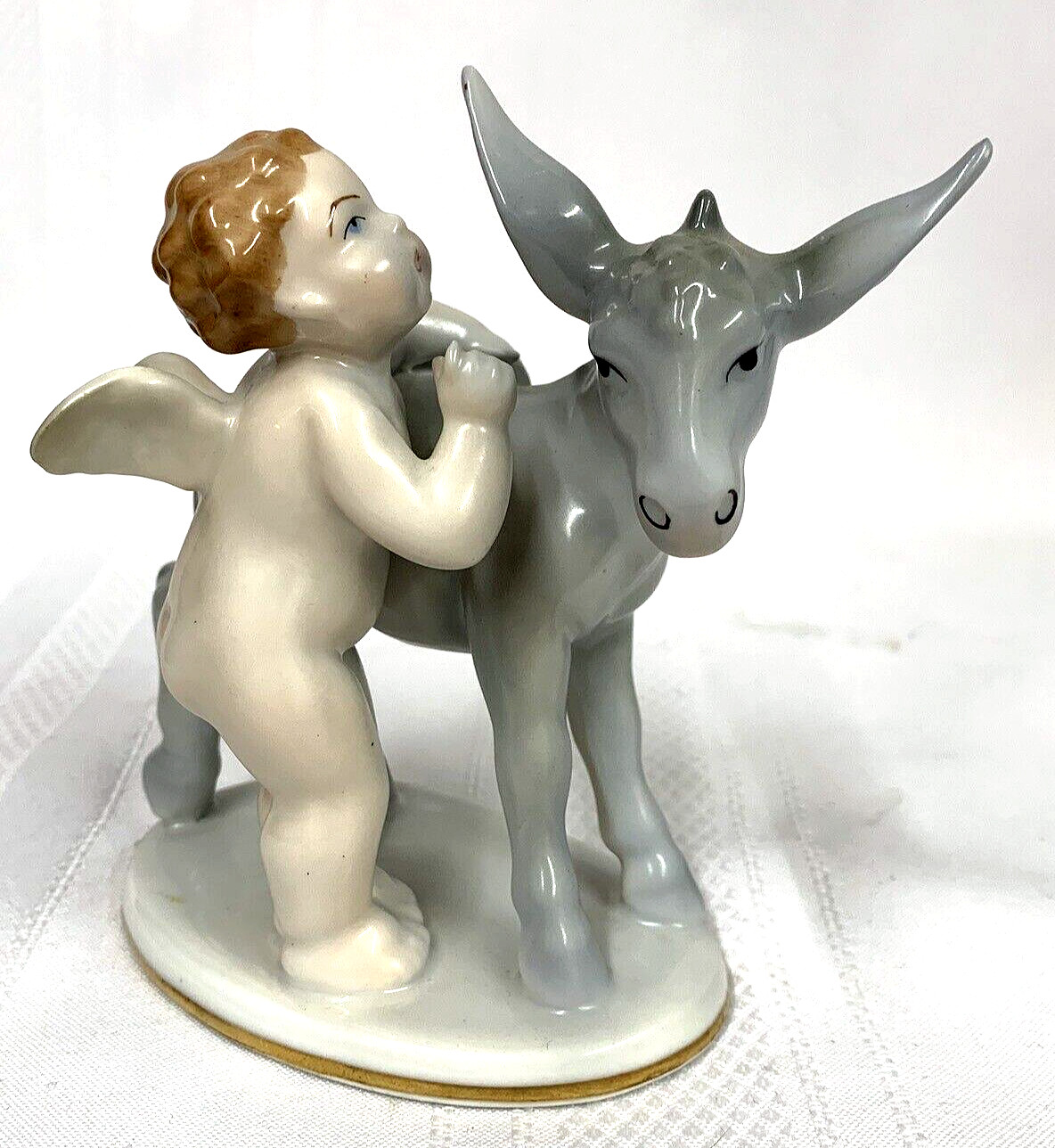 Vtg Gerold Tettau Bavaria ANGEL/CHERUB ~ DONKEY WHISPERER Figurine Germany