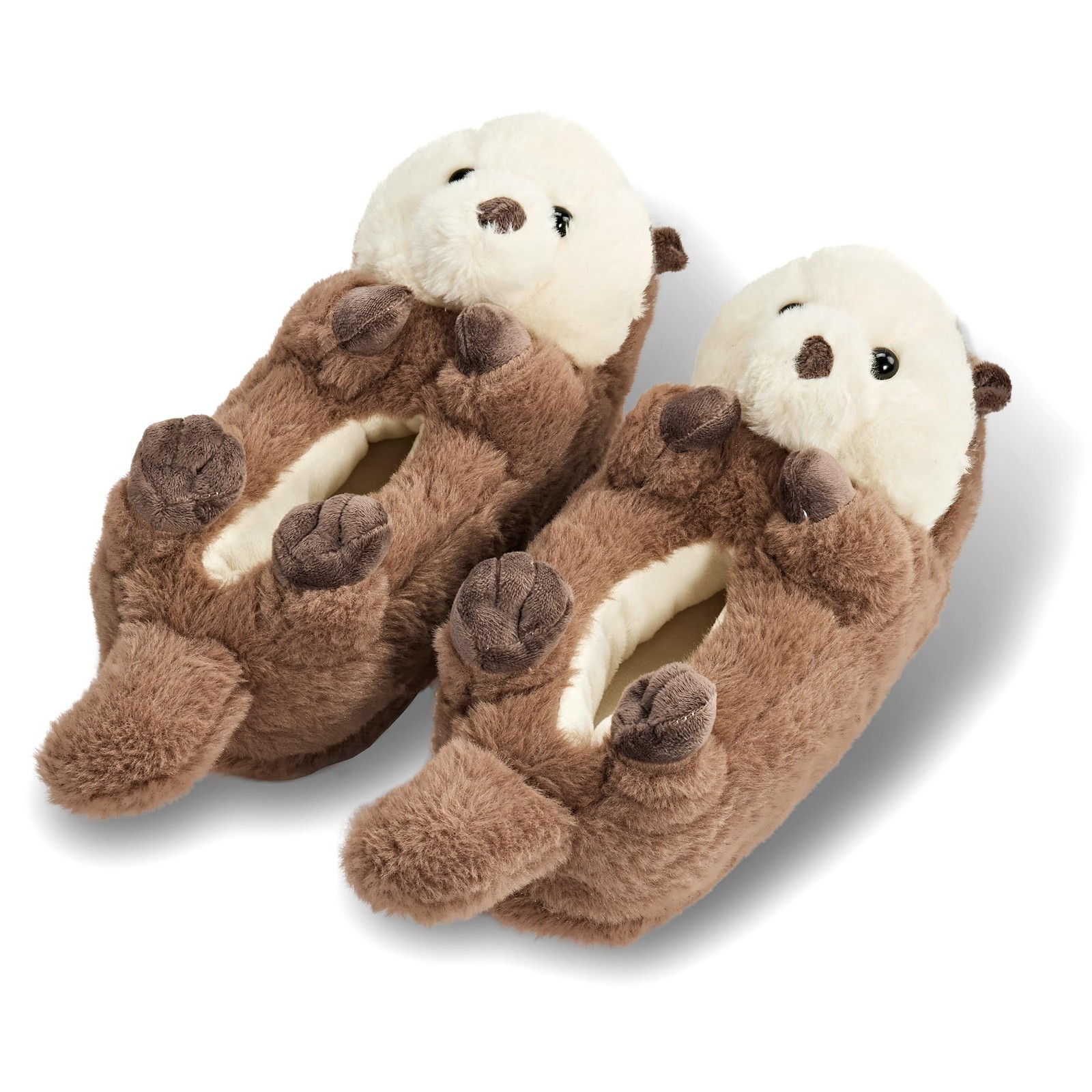 ooohyeah Women\'s Otter Plush Slippers, Cute Cozy Fuzzy House Shoes Non-Slip Sole