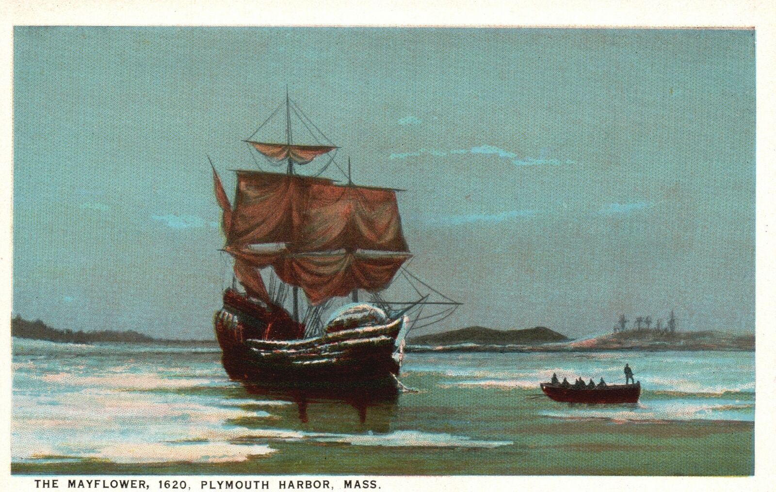 The Mayflower Steamship Plymouth Harbor Massachusetts MA Vintage Postcard