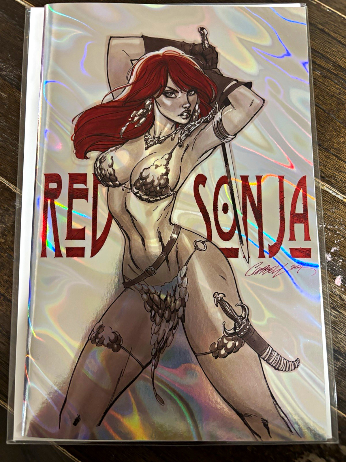 Red Sonja #1 Dynamite J. Scott Campbell Mellow Fellowship Lava Foil