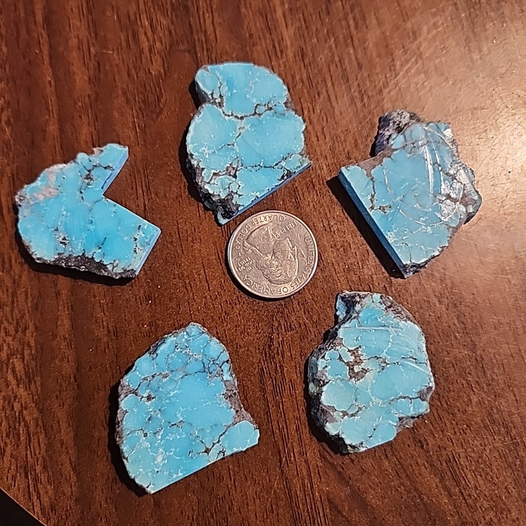 Natural Kingman Turquoise Rough Slab 50g HardStone Spiderweb MatrixBlue Lapidary